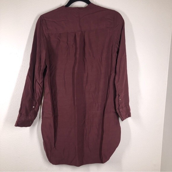 Aritzia Wilfred Maroon Tunic Long Sleeve Top V-Neck Button Shirt Popover XS - Picture 6 of 8